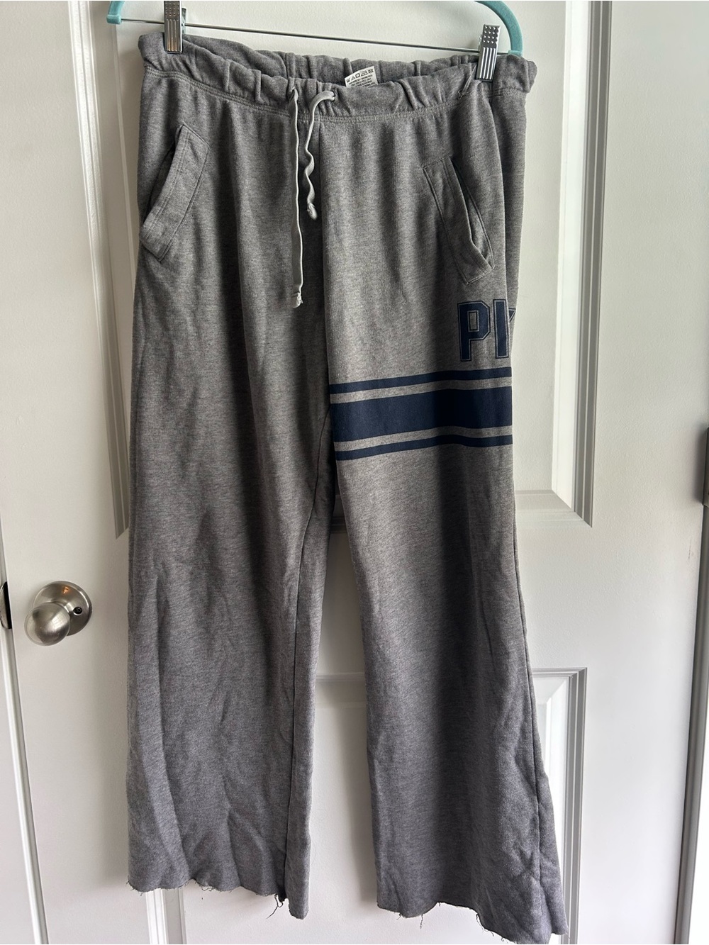 PINK Victoria's Secret Gray Sweatpants with Navy Stripes